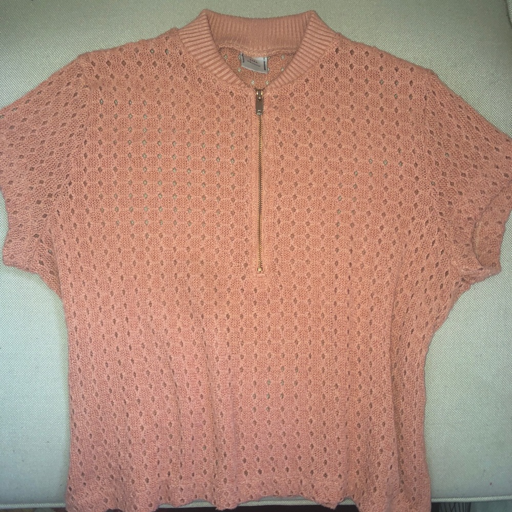 Zara W/B Collection SS Perforated Sweater